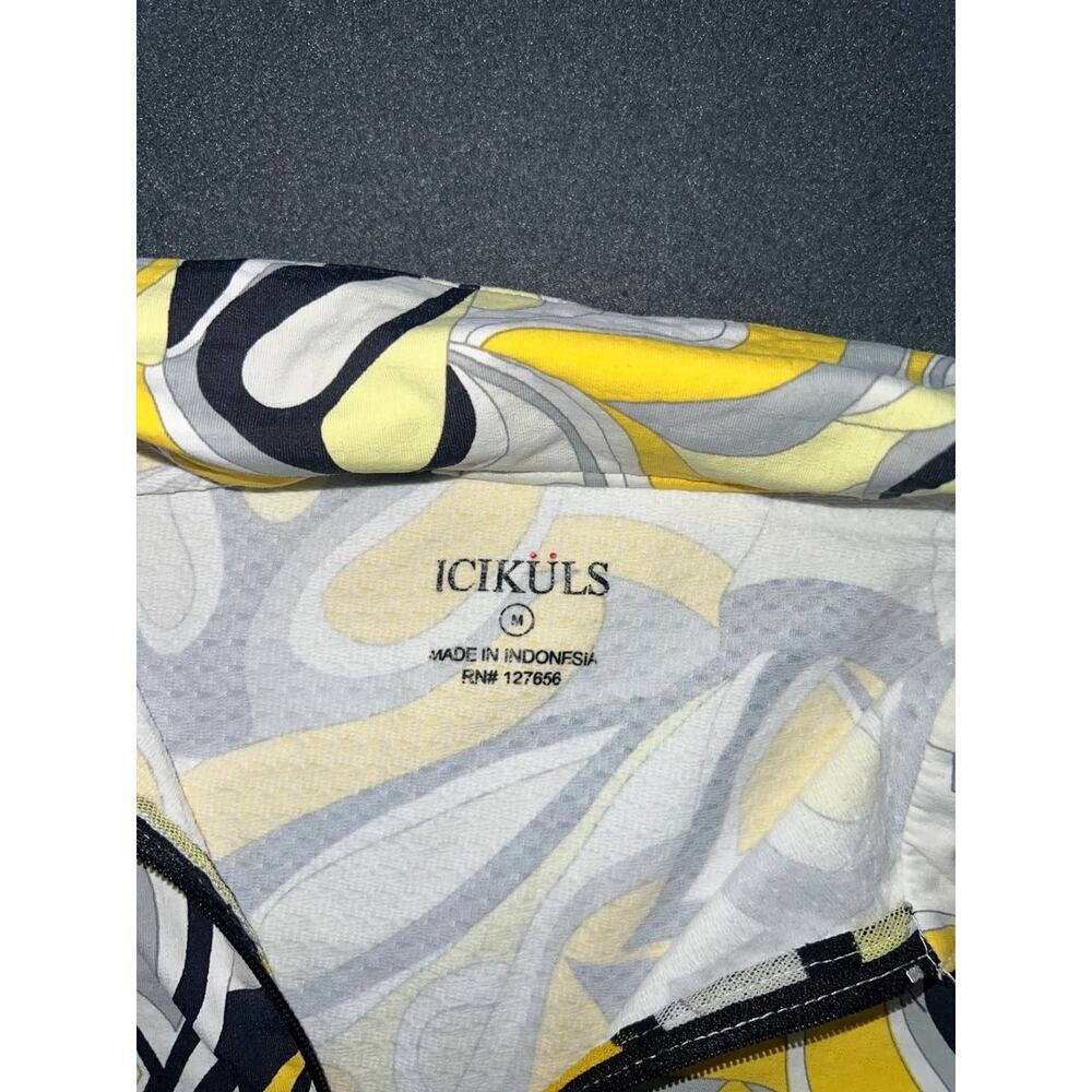 Icikuls Medium golf nylon Yellow Y2k Geometric 1/4 Zip Top A009181 - Picture 2 of 7